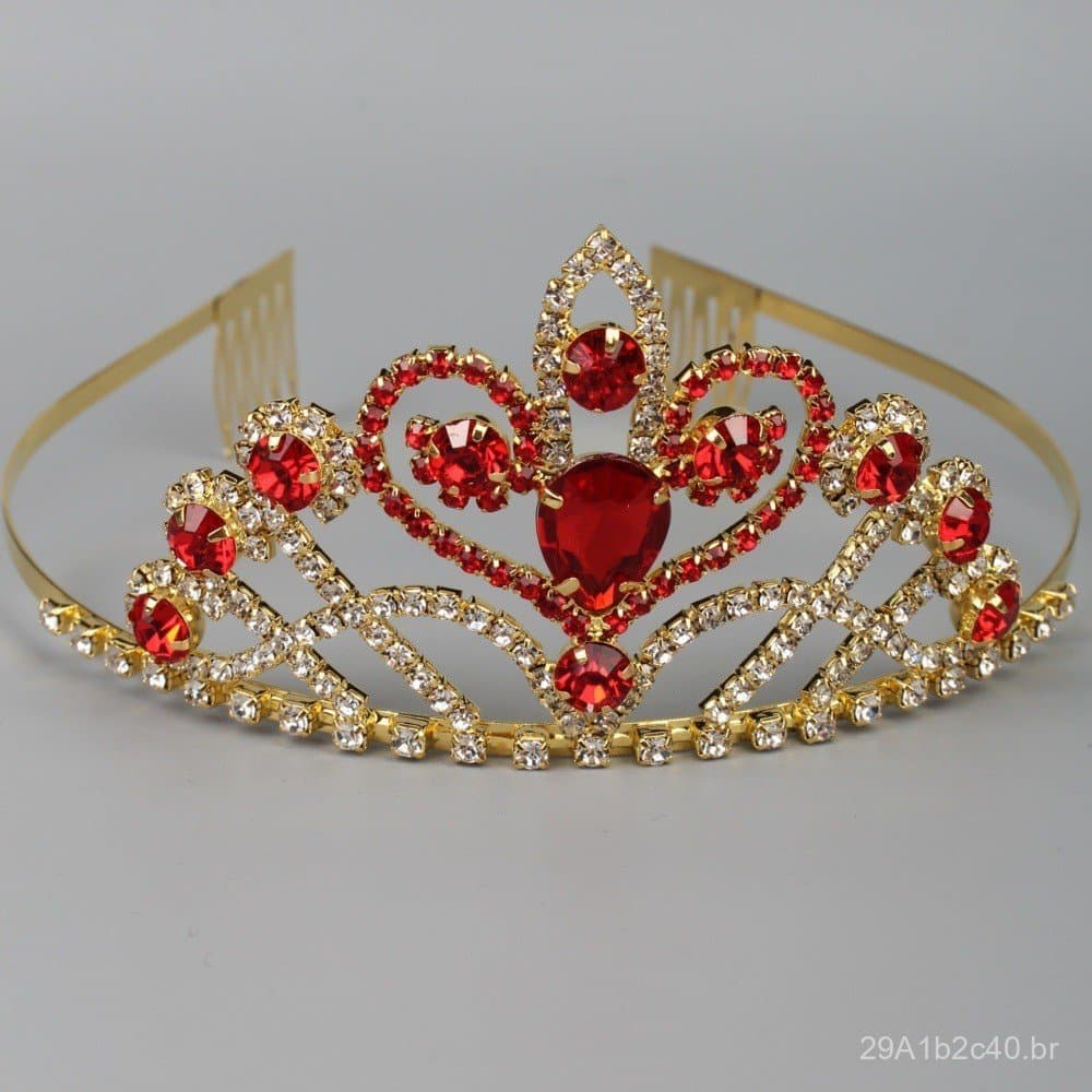 Nova coroa de noiva vermelha em estilo chinês com diamantes, acessórios de noiva em liga, acessórios para vestido de noi