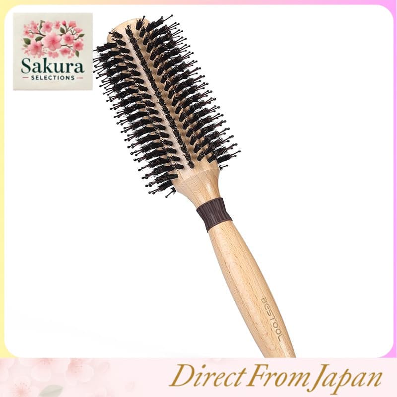 Escova de cabelo BESTOOL com cerdas de javali de madeira resistentes ao calor – Escova modeladora para cachos e secagem com secador, para homens e mulheres (P/M/G)