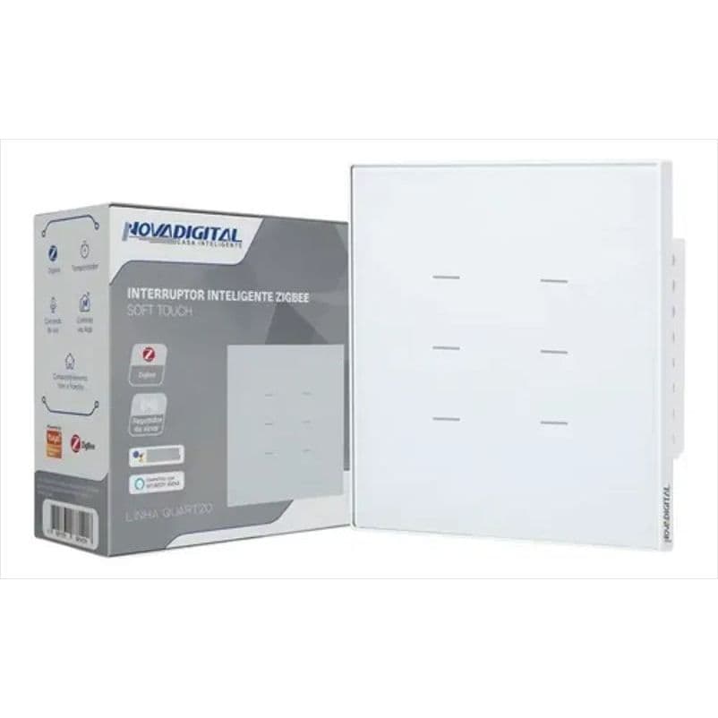 Interruptor Quartzo Zigbee NovaDigital 6 Botões 4x4 Branco
