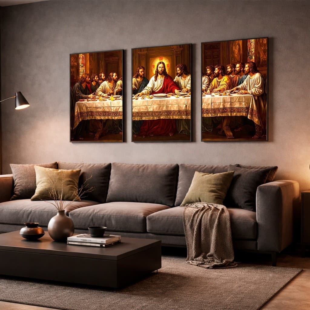 Quadro Decorativo De Parede Religioso Santa Ceia 50X90 A Última Ceia