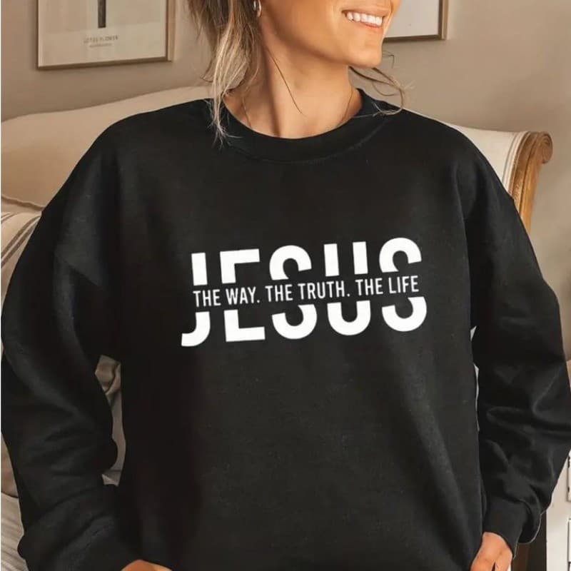 Moletom Careca Jesus The Way Gola Redonda Casaco Feminino Masculino Flanelado Unissex Inverno Frio Algodão Blusa