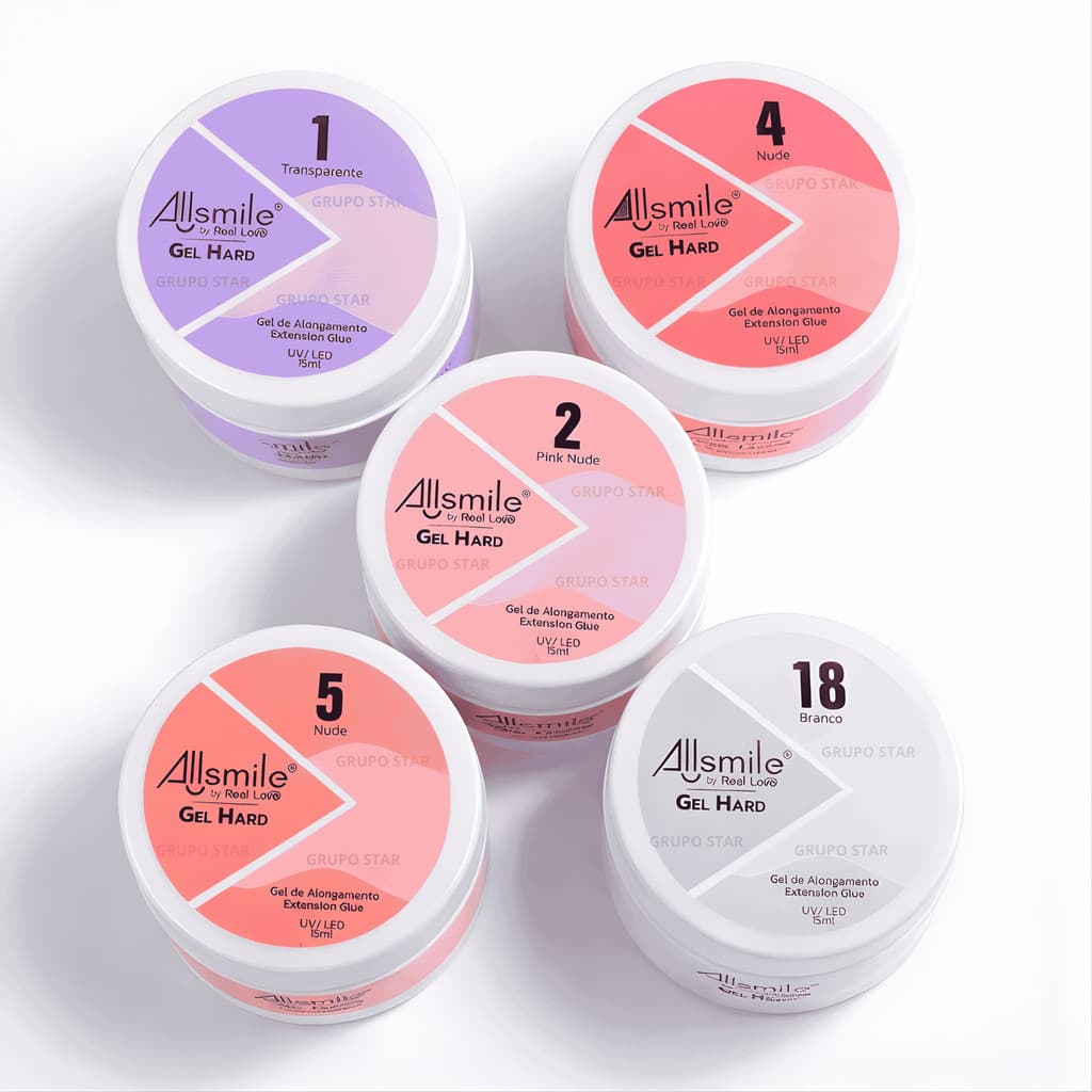 Kit 5 Gel Hard Para Molde F1 e Alongamento de Unha  - Real Love