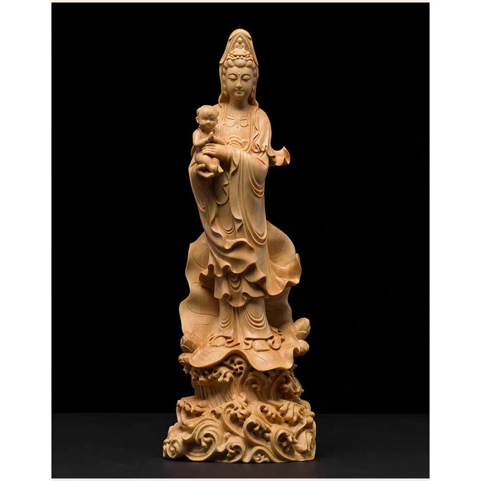 Caixa de madeira escultura Premium madeira maciça casa Feng Shui escultura artesanato personagem estátua buda ornamentos