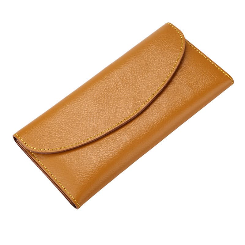 Carteira longa feminina de couro macio couro genuíno simples senhoras carteira moda função carteira longa saco embreagem