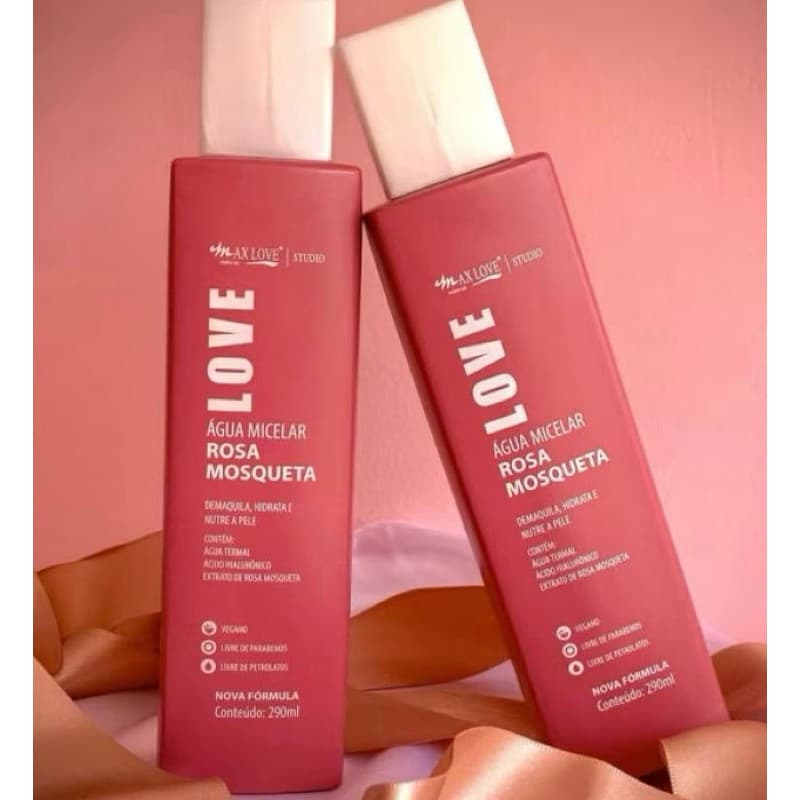 Água Micelar Rosa Mosqueta Limpa Demaquila Hidrata e Nutre a Pele 290ml - Max Love