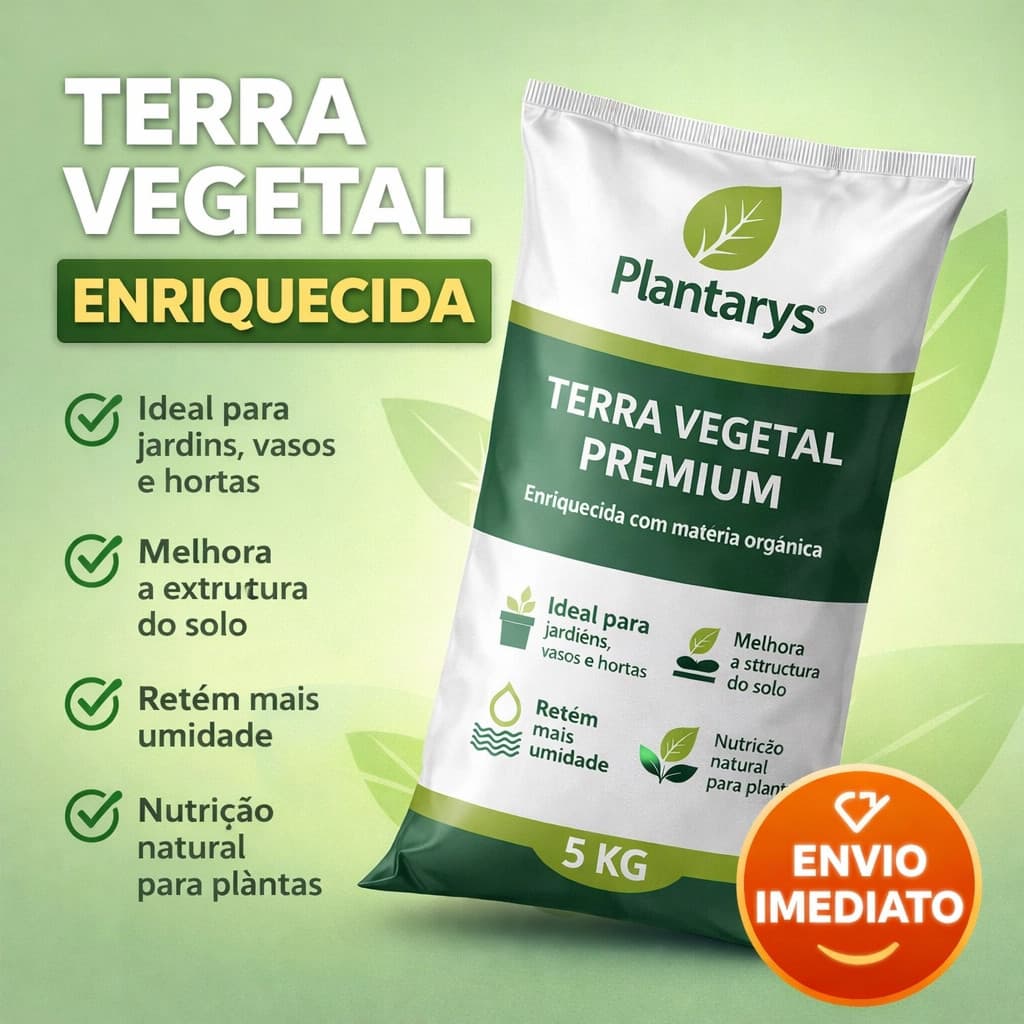 Terra Vegetal Adubada Orgânica – PRONTA PARA O PLANTIO – Horta Jardim Flores Vasos | 2kg 5kg 10kg