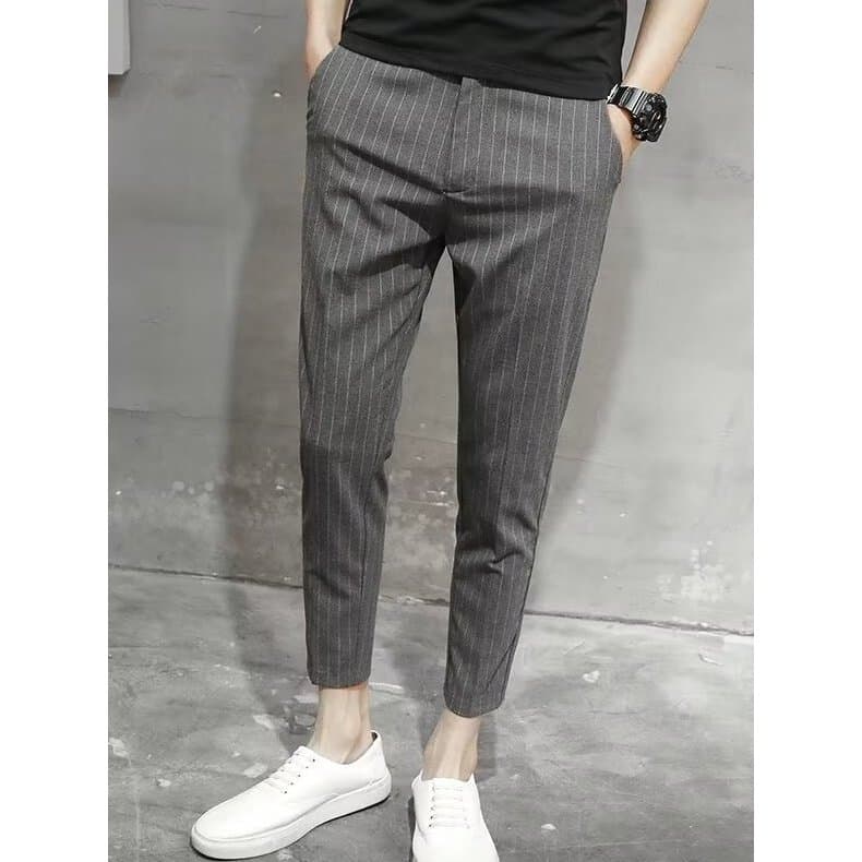 Verão masculino Casual magro tornozelo-perna tornozelo comprimento calças terno britânico calças de negócios fino-ajuste