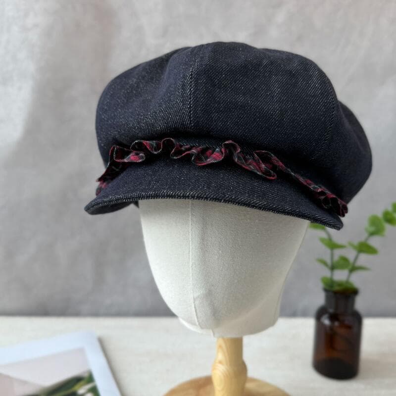 Boina de ganga vintage estilo jornaleiro com padrão xadrez, acessório de moda, chapéu de sol feminino para atividades ao