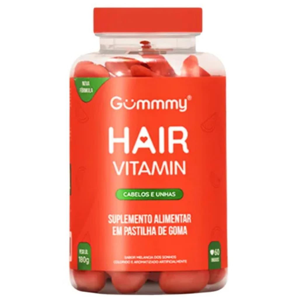 Gummy Hair 60 Cps Vitamina Cabelos Unhas Pele Sabor Melancia 180g