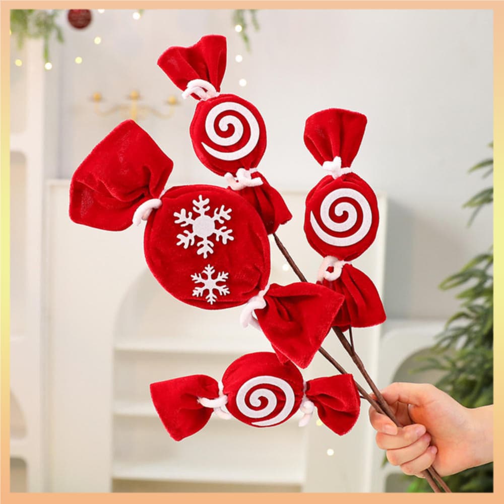Ornamento De Doces Vermelho E Branco Brincalhão Aconchegante Enfeite De Natal Rústico Faça Você Mesmo Decoração Para Fér