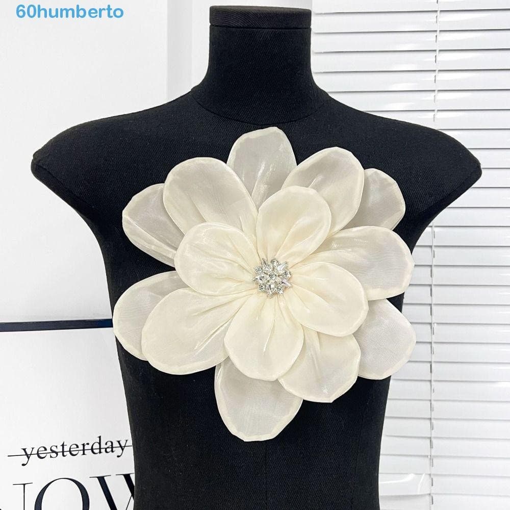 HUMBERTO Remendo De Roupas , Flor De Chiffon De Cetim 3D , Acessórios De Broche DIY Feitos À Mão Apliques De Tamanho Gra