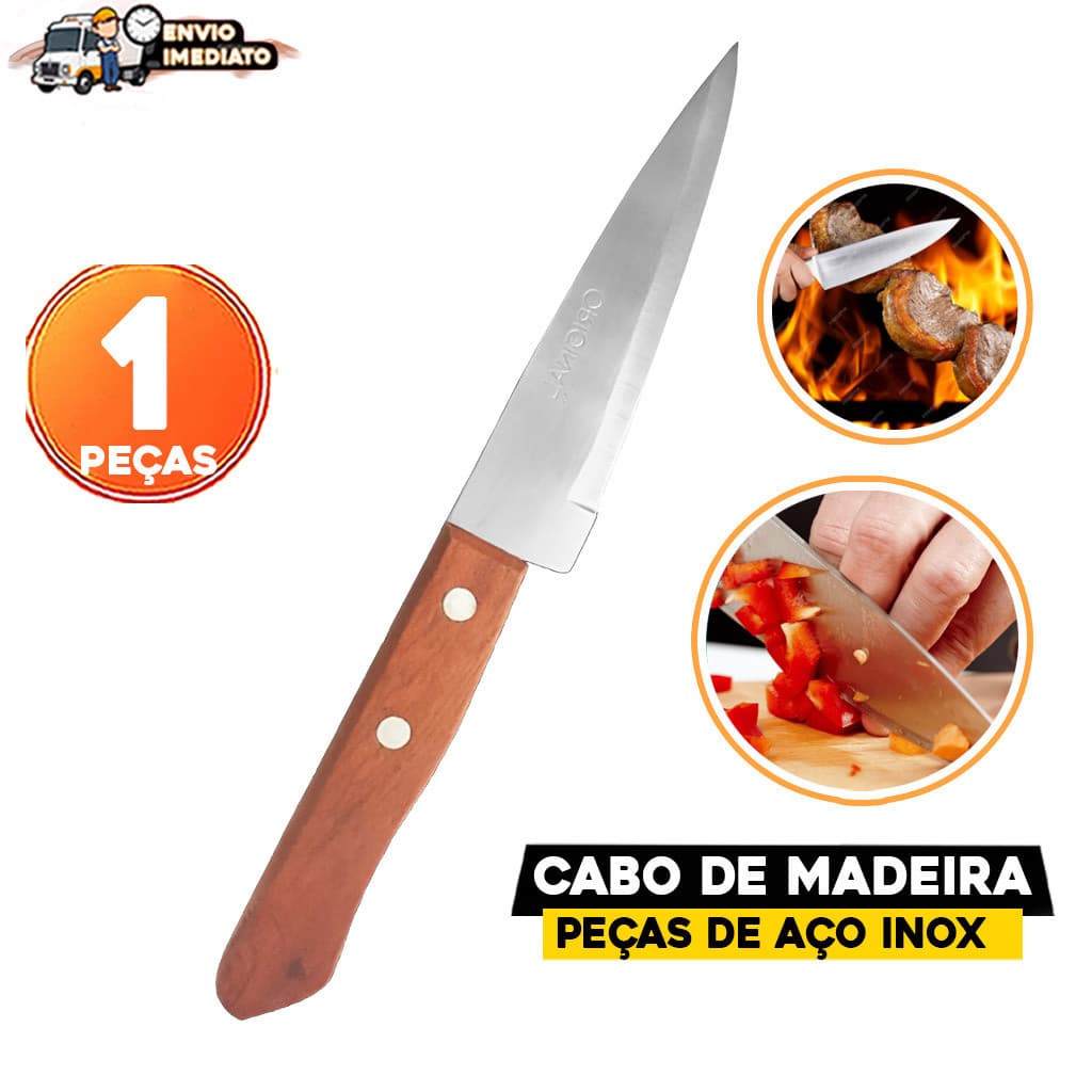 Faca Cozinha Chef Profissional 5" Cabo De Madeira
