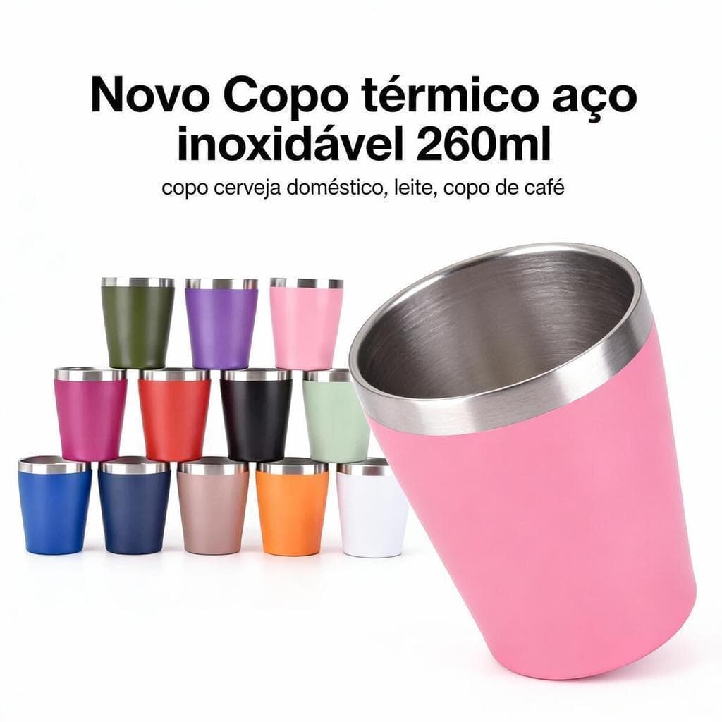 Novo Copo térmico de aço inoxidável 260ml,copo de cerveja doméstico, copo de leite, copo de café
