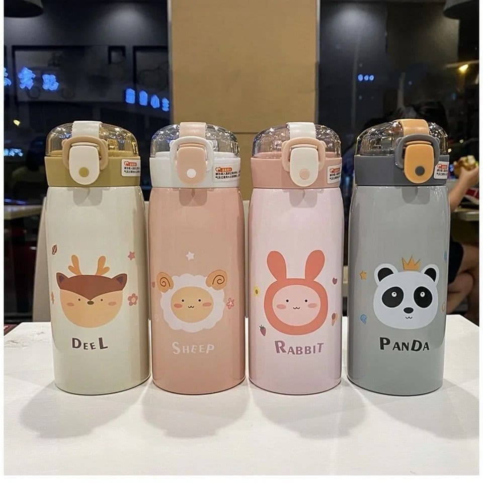 Garrafinha Garrafa Termica Infantil Estampas Animais Bichinhos 350ML 500ML com Canudo MB252-251