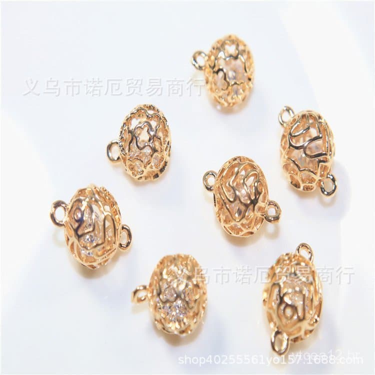 Pingente de Zircônia em Forma de Esfera Oca, Joias de Estilo Vintage em Cobre Banhado a Ouro, Brincos, Presilha de Cabel