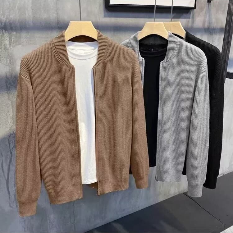 Outono inverno jaqueta masculina novo estilo gola alta zíper Cardigan camisola masculina versão coreana na moda Casual o