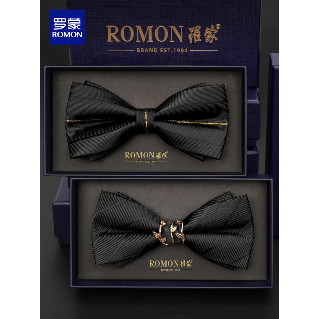 Gravata borboleta de fita conectada masculina, roupa Formal, Casual, preta, casamento, noivo, padrinhos, camada dupla, a