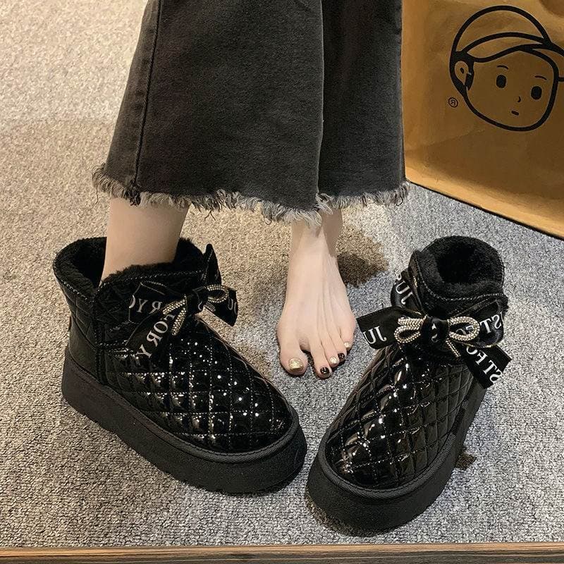 W plataforma de inverno botas de neve espessadas botas curtas sapatos de algodão novo estilo quente aumentando mais velu