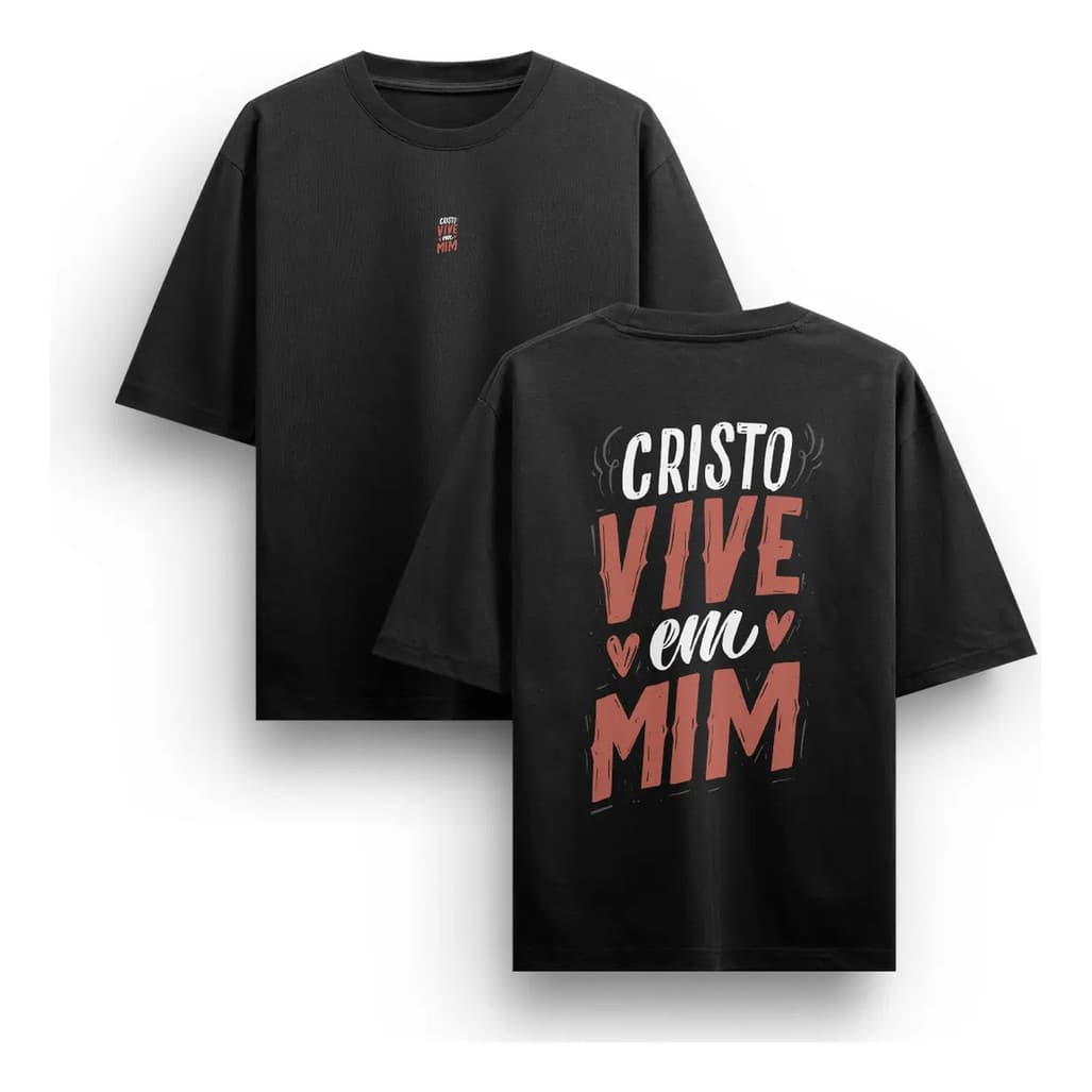 Camiseta Cristã Oversized Masculina Estampada StreetWear 100% Algodão Básica Confortável