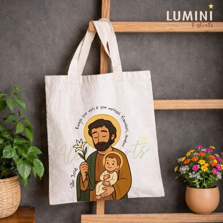 Bolsa ECOBAG sacola SÃO JOSÉ E MENINO JESUS Unissex ecobag Católica Cristã Casual igreja cristã artigos religiosos