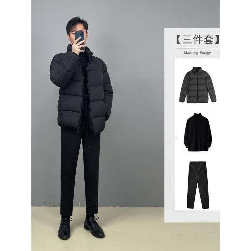 2025 inverno para baixo jaqueta masculina engrossado curto jaqueta de algodão luz estilo maduro jaqueta quente jaqueta d