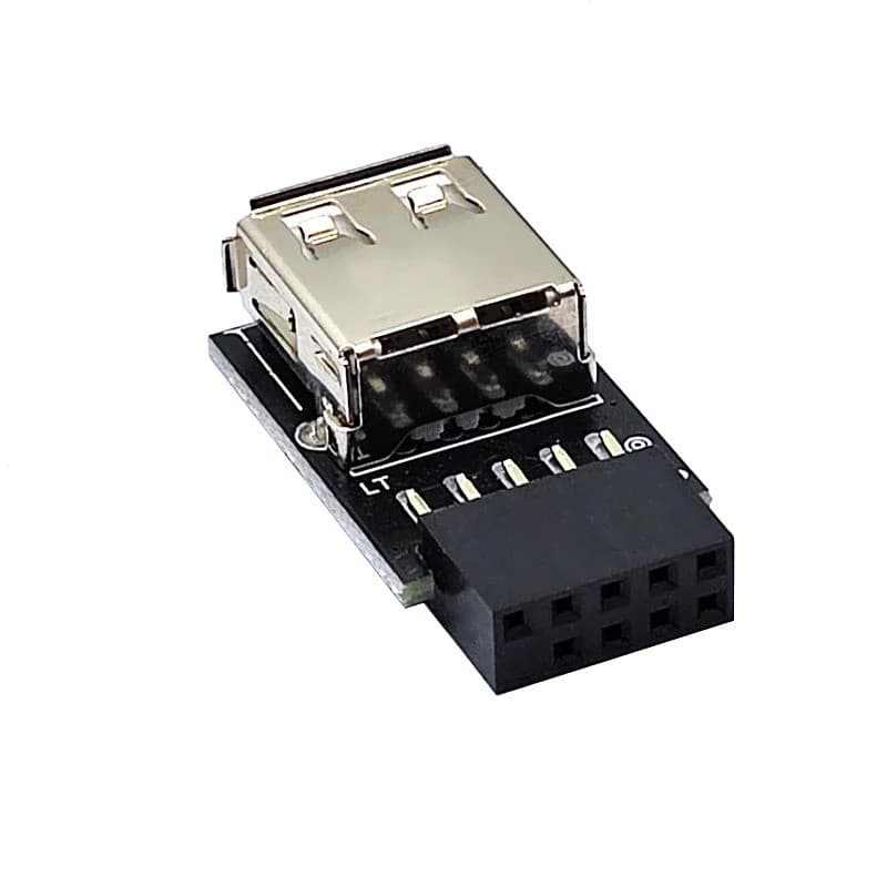 Adaptador de 9 pinos para USB, Conector Interno para Placa-Mãe de PC, Conversor de 9 pinos para USB 2.0 Tipo A Fêmea par