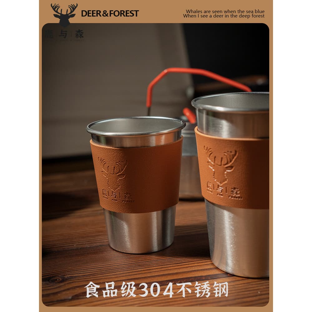 Copo de água para acampamento ao ar livre, copo de café de aço inoxidável 304, resistente a choques, dobrável, portátil,