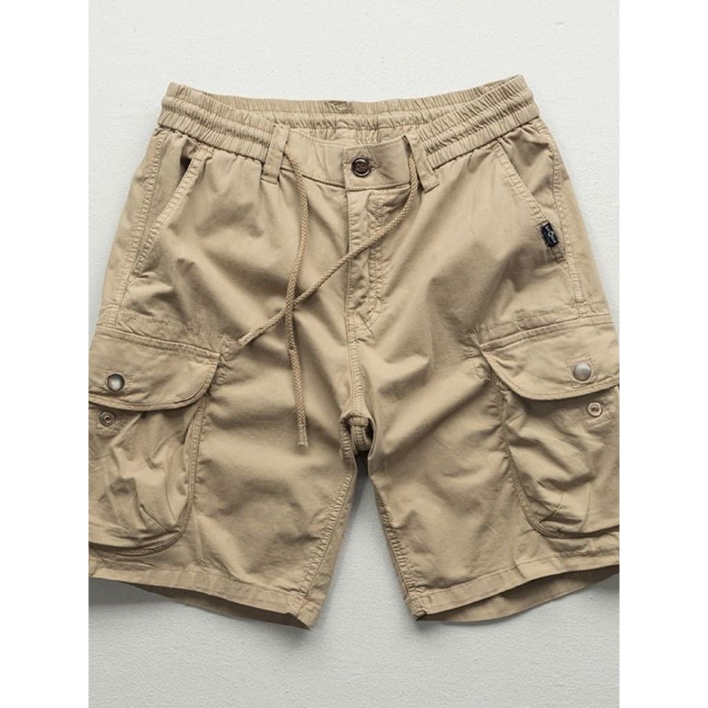 Street Wear Shawn Yue Macacão Shorts Masculino Ami Cáqui Puro Algodão Lavado Multi-bolso Calças de Cinco Pontos Soltas R