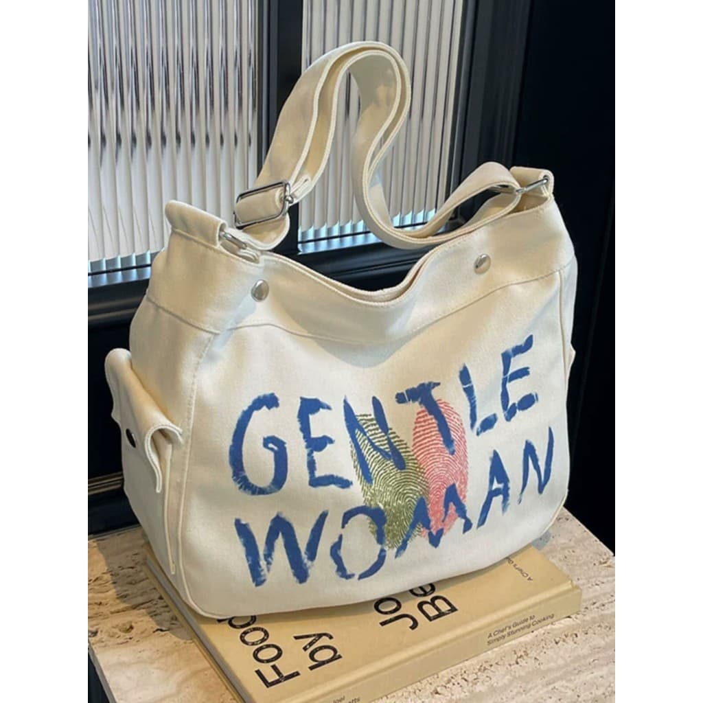 Bolsa de lona mensageiro feminina verão 2026 novo estilo moda grande capacidade estudante carta saco All-Match um @