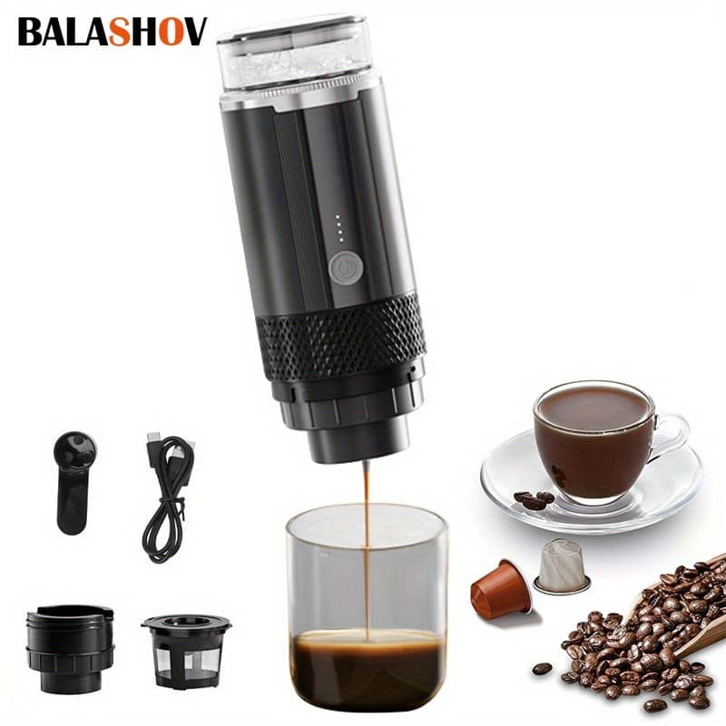 Máquina de café expresso elétrica portátil BALLOV, máquina de café elétrica em cápsula, adequada para café em pó, máquin