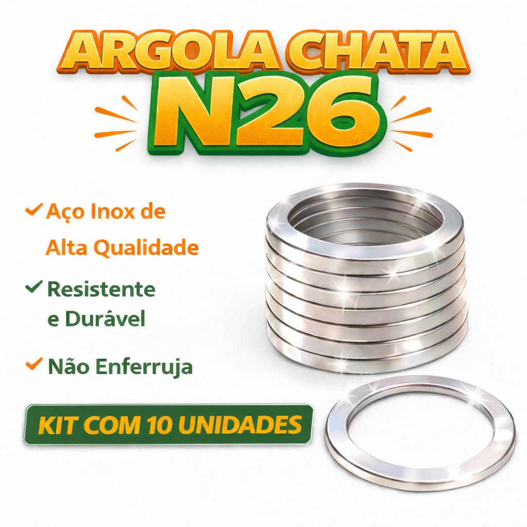 Kit 10 Argola Tamanho N°26 Chata Aço Inoxidavél