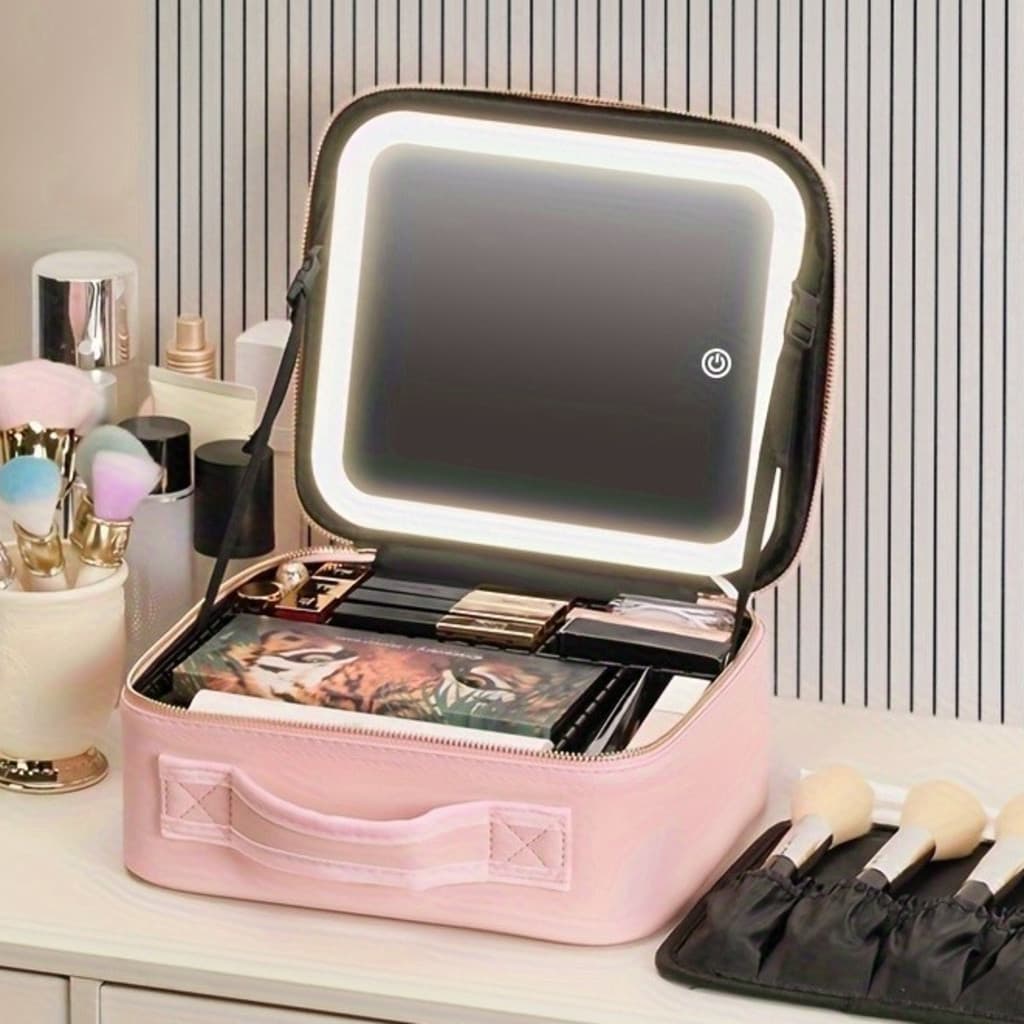 Maleta Maquiagem completo Profissional Com Espelho e Luz Led e paleta de maquiagem