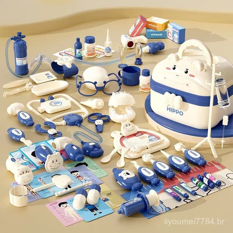 Conjunto de Brinquedos Médicos Infantis, Conjunto de Brinquedos de Dentista com Caixa de Armazenamento, Brinquedo de Enf