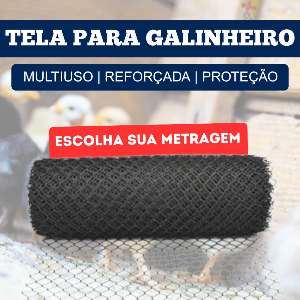 Tela Galinheiro PVC Multiuso Plástico Preta Largura 1metro Proteção Jardim Portão Telhado Invasores