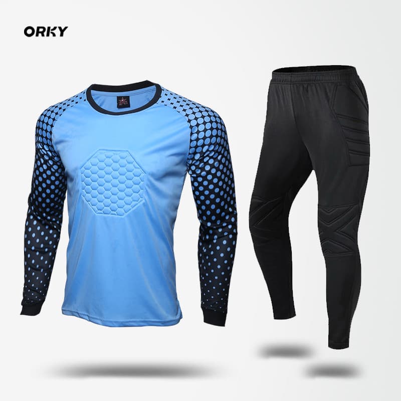 Roupas de goleiro de pórtico de futebol com almofada protetora terno de roupas de porta número imprimível