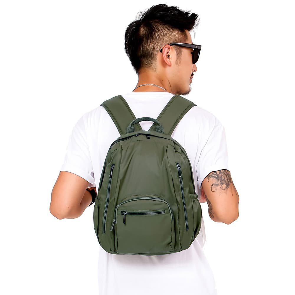 Bolso com vários zíper, leve, Nylon, à prova d'água, lazer, viagem de negócios, mochila de mão masculina da moda