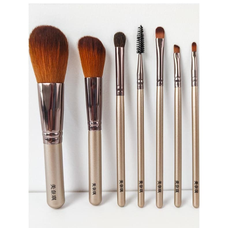 Conjunto de 7 peças de pincel para sombra, pó solto, pincel para contorno, pincel para lábios, conjunto completo de ferr