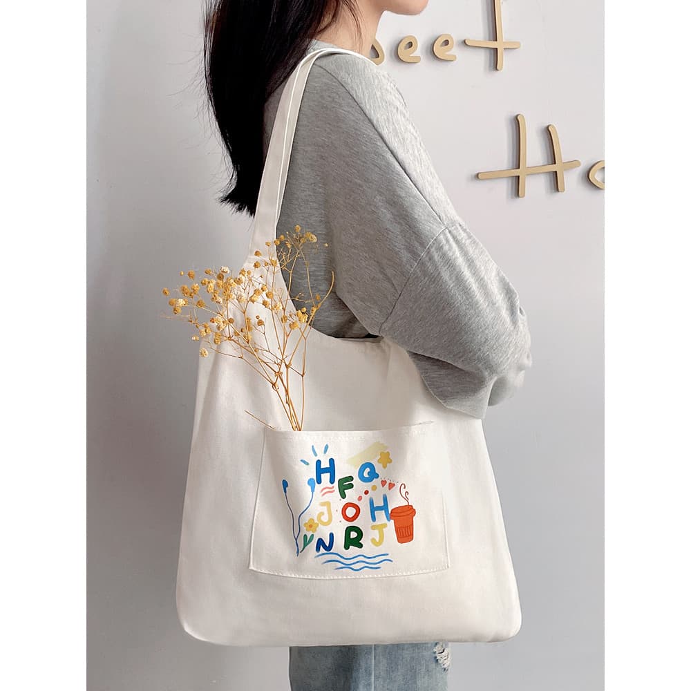 Bolsa de lona feminina de grande capacidade 2026 novo estilo portátil livro pano saco estudante classe estilo coreano tr