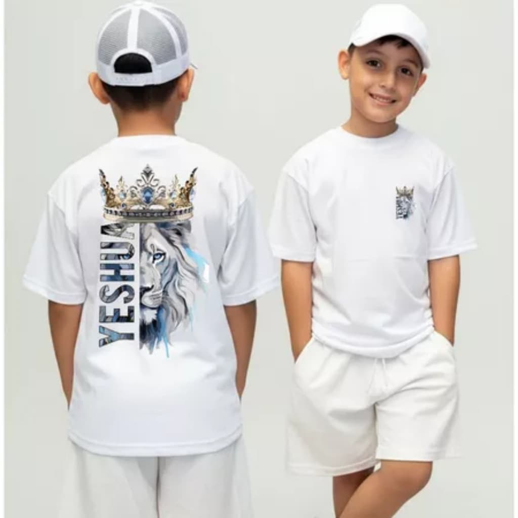 Camiseta Infantil Malha 100% Algodão Estilosa Camisa Religiosa Jesus Cristo Yeshua cristã