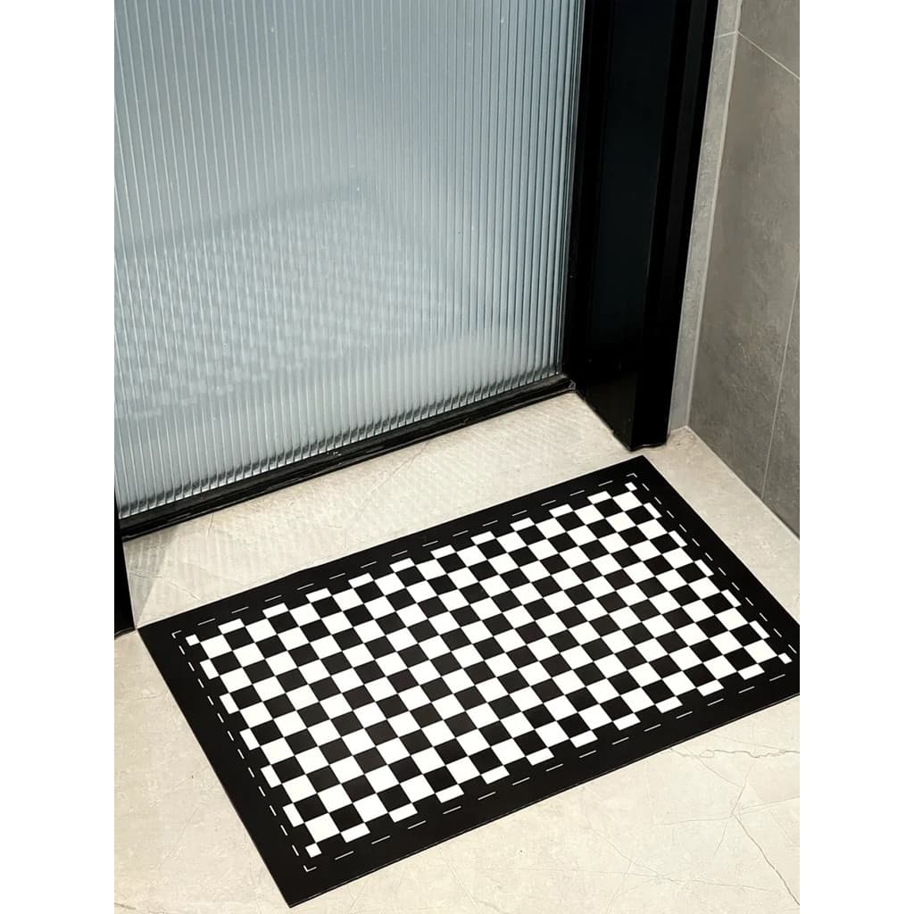 Checkerboard absorvente de água macio Diatom lama tapete do banheiro Anti-deslizamento porta do toalete porta novo estil