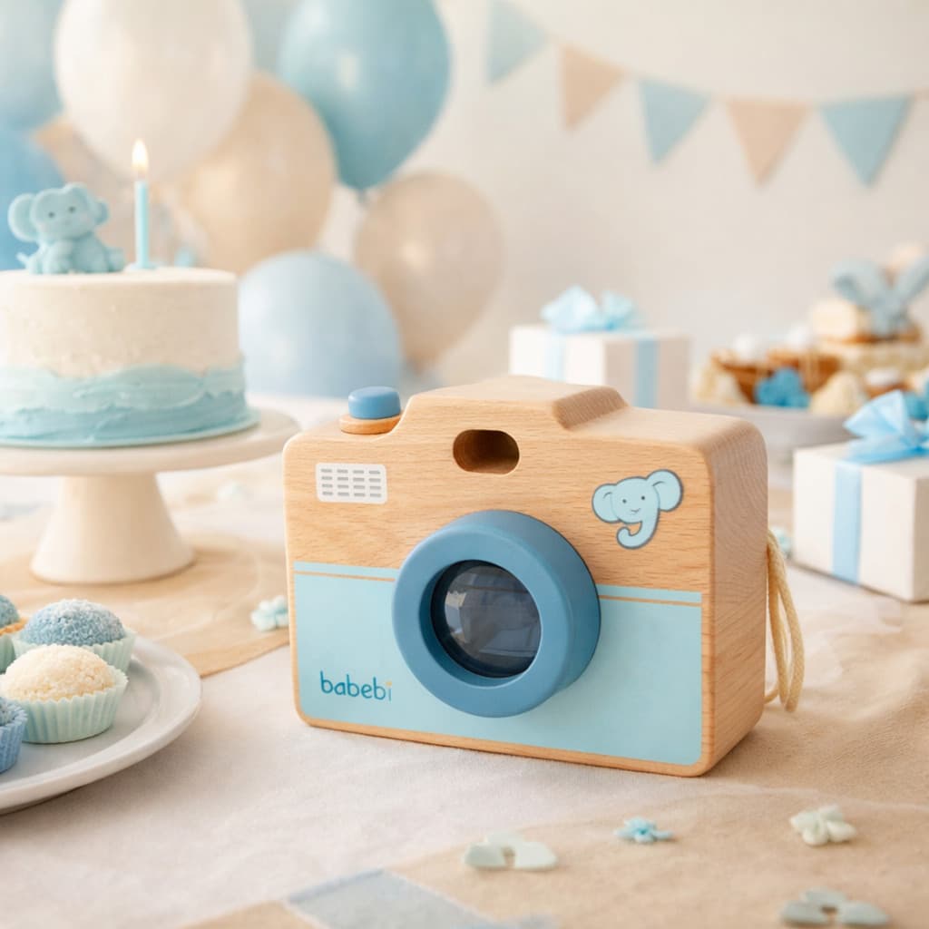 Câmera Máquina Fotográfica Infantil Brinquedo de Madeira