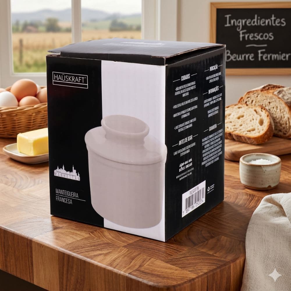 Manteigueira Francesa Porcelana Branca Premium Praticidade e Elegância (ENVIO IMEDIATO)