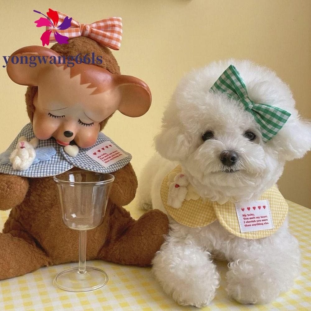 YONGWANG Conjunto De Babadores Fofos Para Animais De Estimação , Lenço De Gato Adorável INS , Laço Com Boneca De Coelho