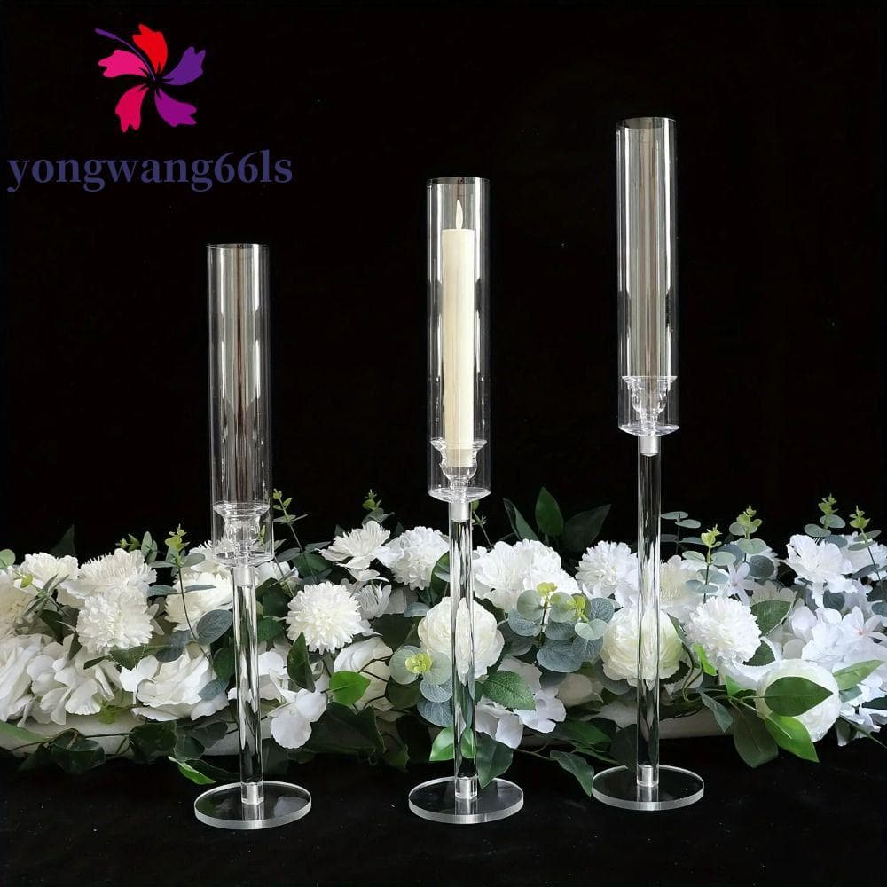 YONGWANG 3 Pçs/set Castiçal , Castiçais De Cristal Transparente De Alta Qualidade , Candelabros De Chumbo De Estrada Acr