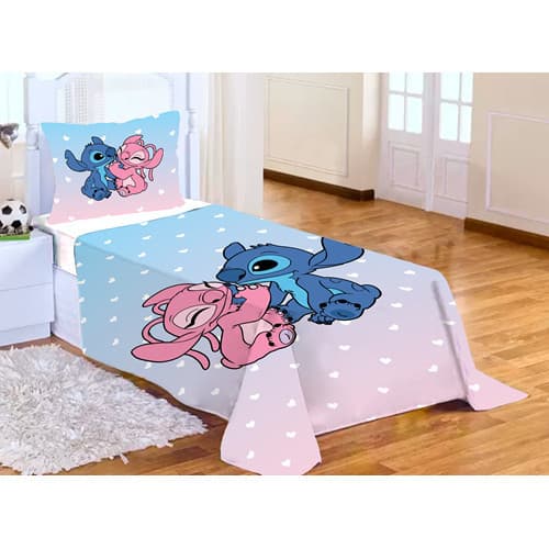 Lençol Cobre Leito Solteiro e Fronha Lilo Stitch / Pronta entrega/ envio imediato/ CASAL DEGRADE.