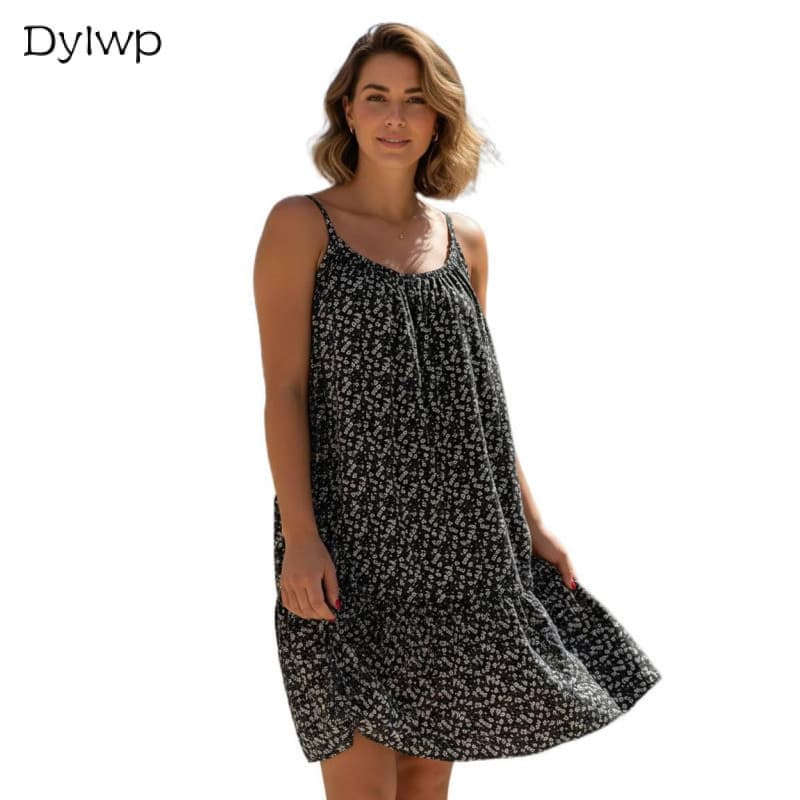 Vestido Feminino Sem Mangas Casual Com Estampa Floral Minivestido * -