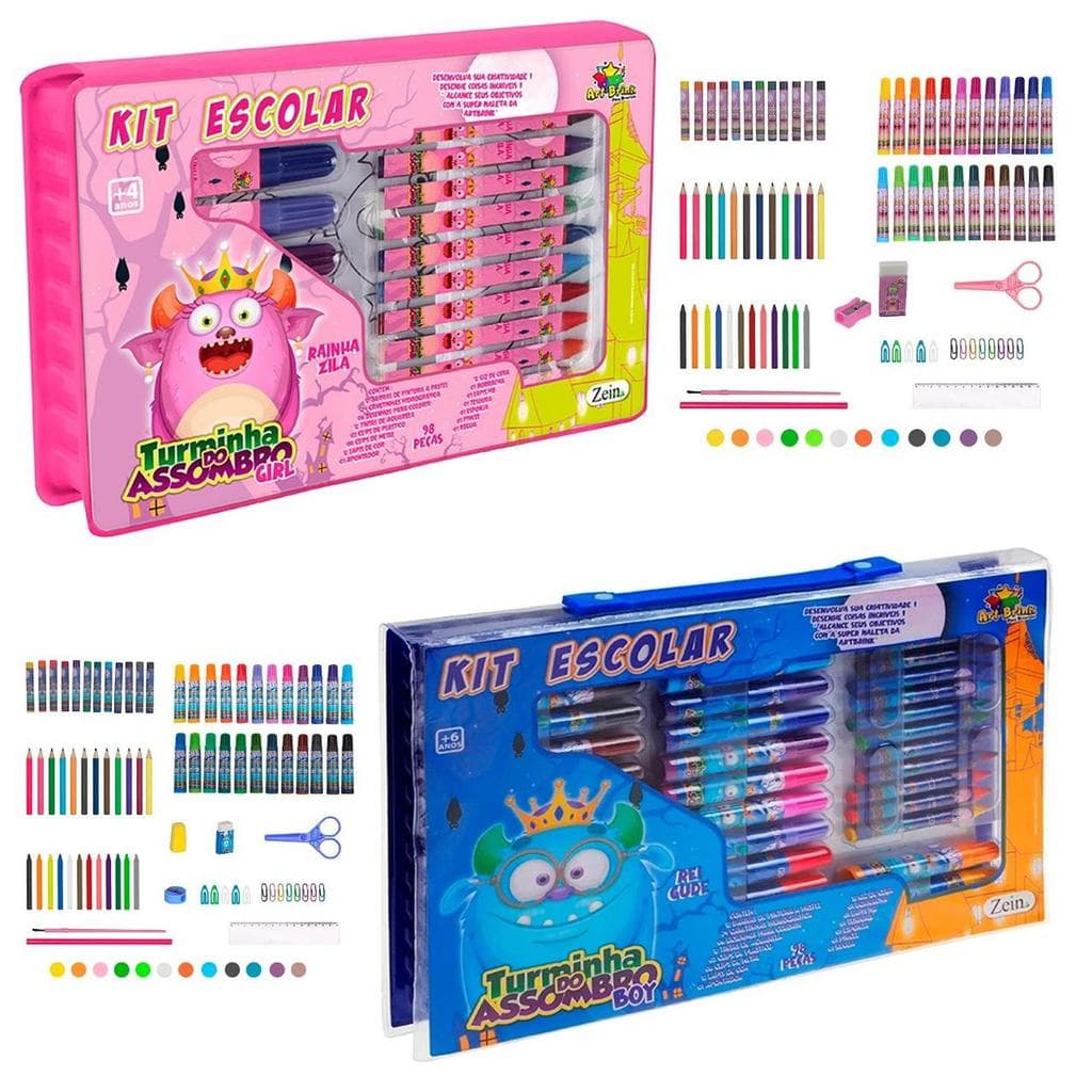 Kit Escolar Turminha do Assombro – Estojo Maleta com 94 Peça