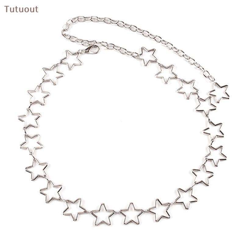 Cinto de Cintura de Metal Estrela TUTU para Mulheres Vestido Y2K Saia Curta Estilo Japonês Fofo Personalidade de Estudan