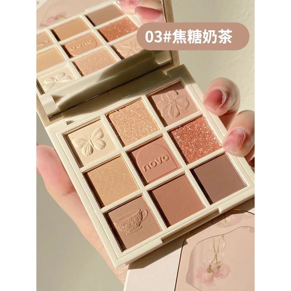 Novo paleta de sombras de nove cores leite chá terra cor ins Super quente barato estudante nicho marca perolado fosco pr
