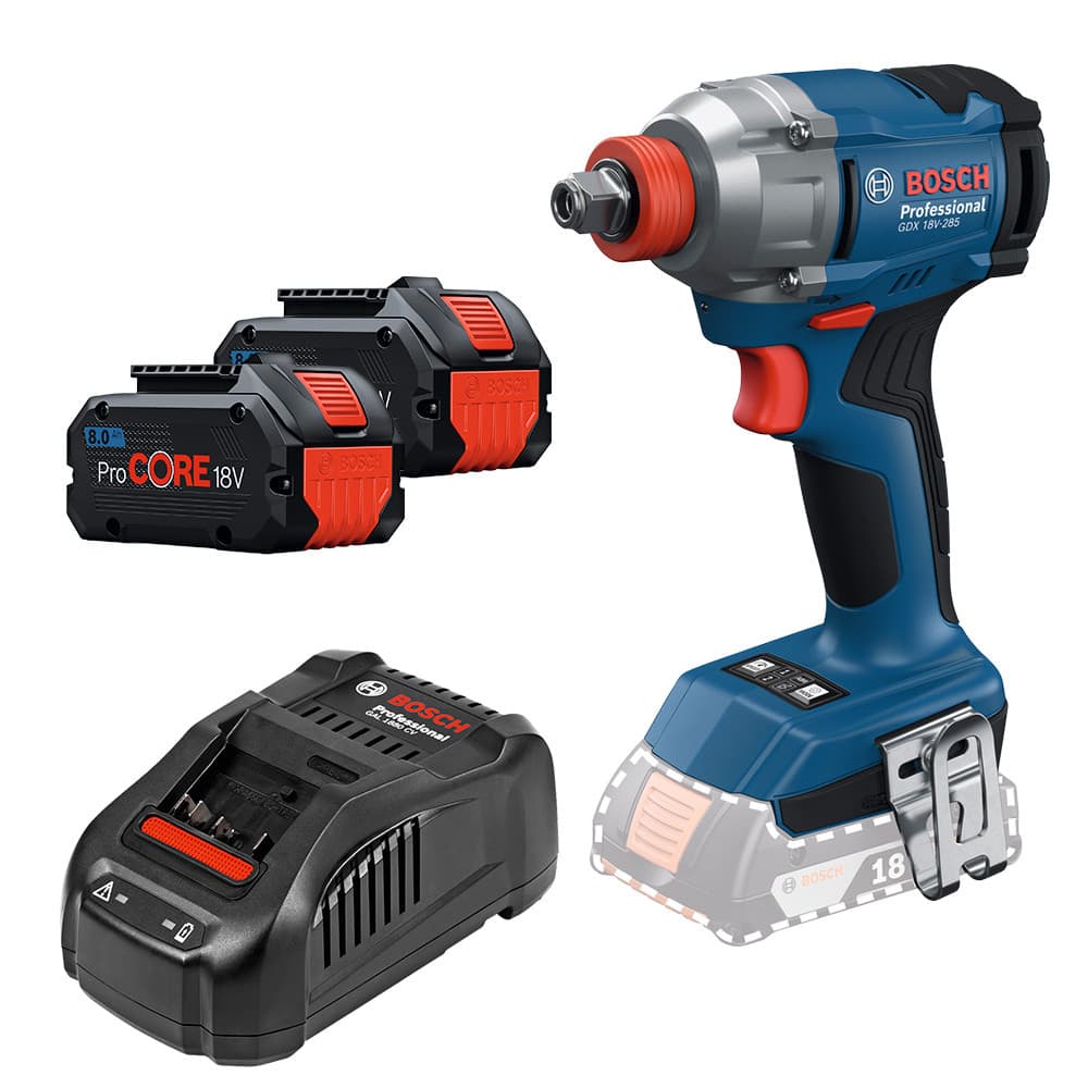 Parafusadeira e Chave de Impacto 1/2" e 1/4" GDX18V-285 + 2 Baterias 18V 8Ah ProCORE + Carregador de Bateria 220v Bosch